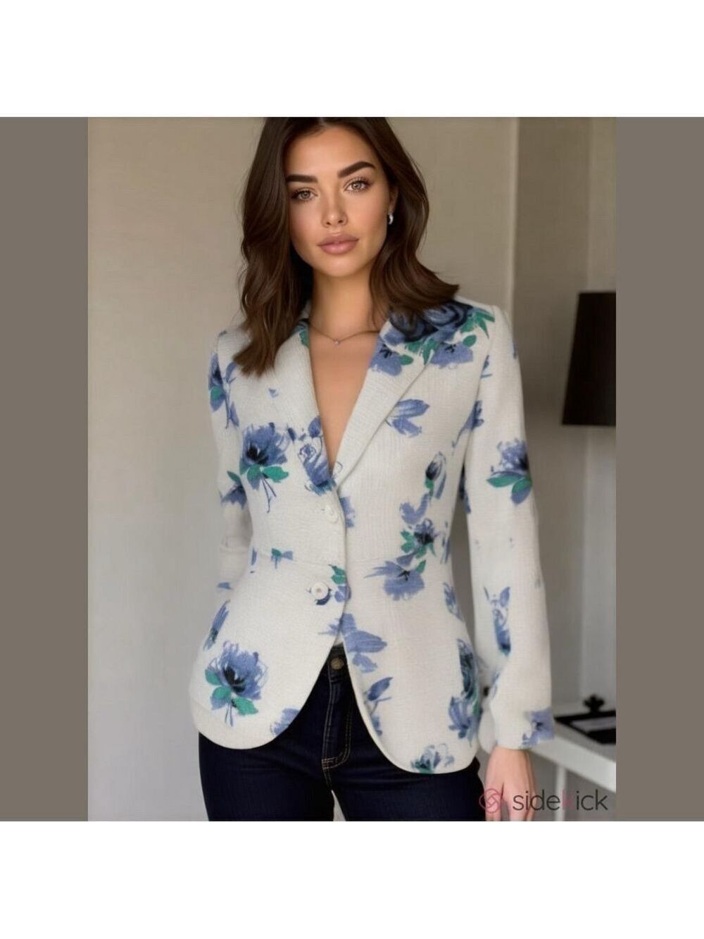 Petite Sophisticate-NWT Size 6 stunning woven cotton floral blazer. Lined. New!